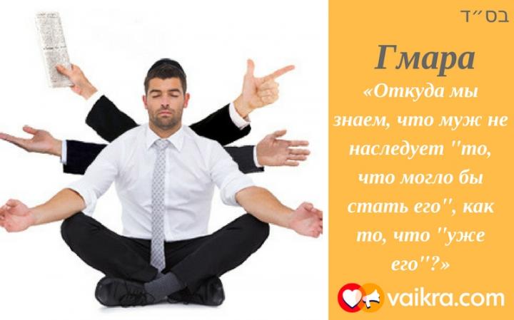 Гмара: ​«Откуда мы знаем, что муж не наследует «то, что могло бы стать его», как то, что «уже его»?»